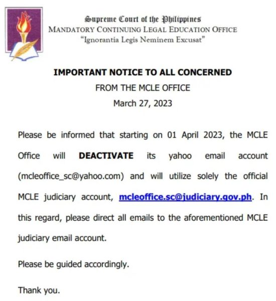 MCLE Advisory MCLE Advisory